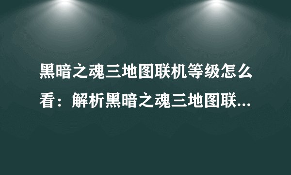 黑暗之魂三地图联机等级怎么看：解析黑暗之魂三地图联机等级系统