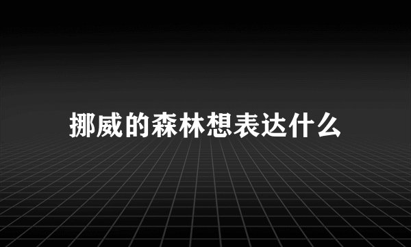 挪威的森林想表达什么