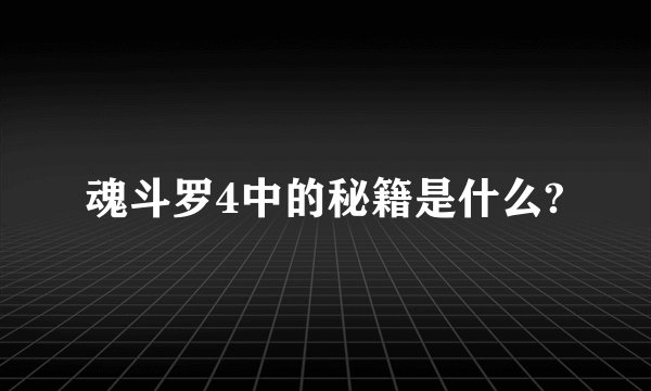 魂斗罗4中的秘籍是什么?