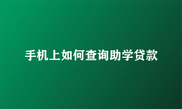 手机上如何查询助学贷款