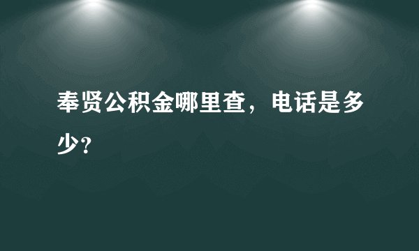 奉贤公积金哪里查，电话是多少？