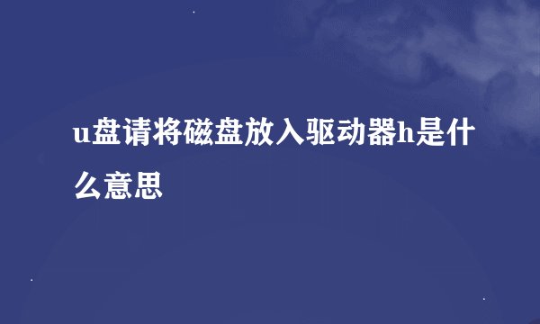 u盘请将磁盘放入驱动器h是什么意思