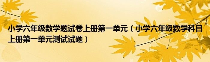 小学六年级数学题试卷上册第一单元小学六年级数学科目上册第一单元测试试题