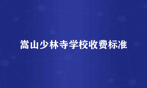 嵩山少林寺学校收费标准
