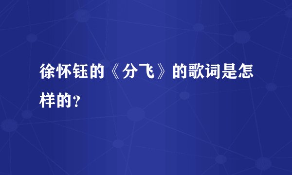 徐怀钰的《分飞》的歌词是怎样的？