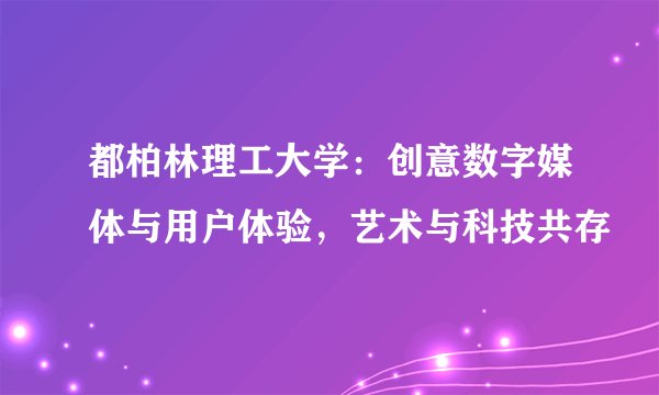 都柏林理工大学：创意数字媒体与用户体验，艺术与科技共存
