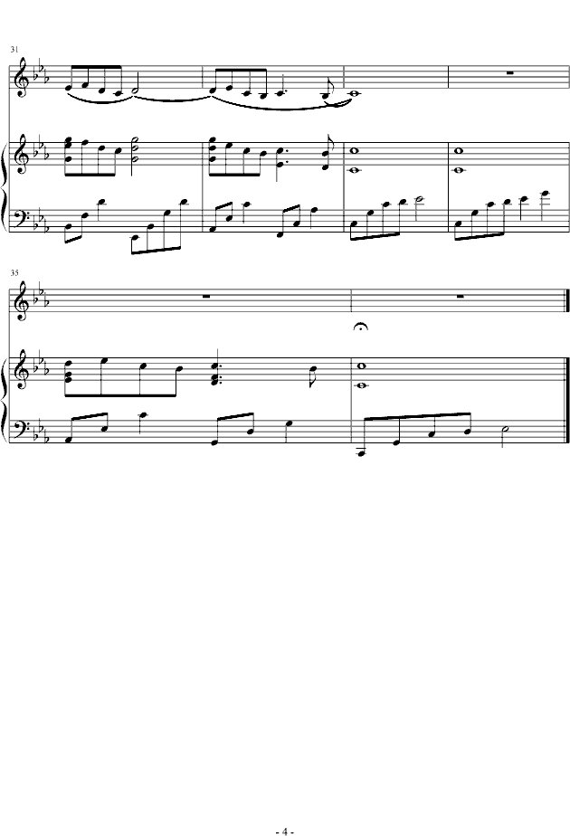 神秘园之歌小提琴独奏五线谱