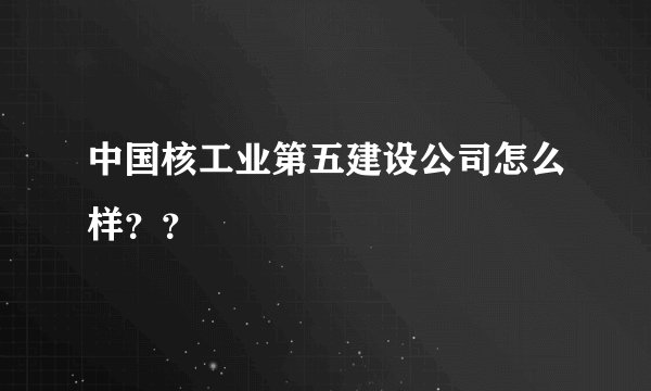 中国核工业第五建设公司怎么样？？