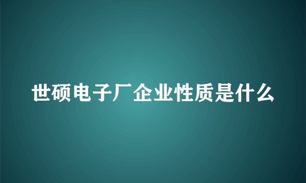 世硕电子厂企业性质是什么