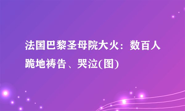法国巴黎圣母院大火：数百人跪地祷告、哭泣(图)