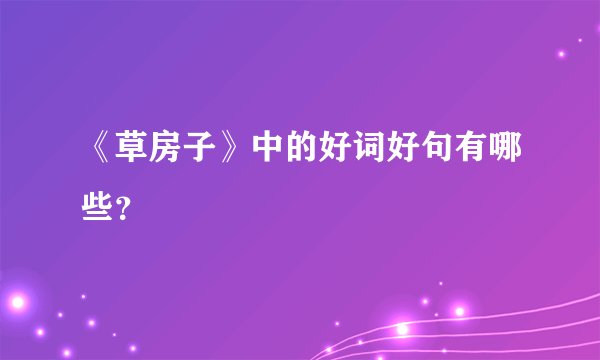《草房子》中的好词好句有哪些？