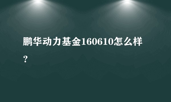 鹏华动力基金160610怎么样？