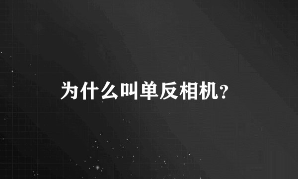 为什么叫单反相机？