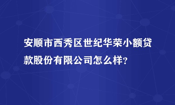安顺市西秀区世纪华荣小额贷款股份有限公司怎么样？