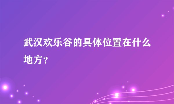 武汉欢乐谷的具体位置在什么地方？