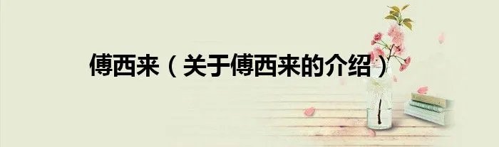 傅西来（关于傅西来的介绍）