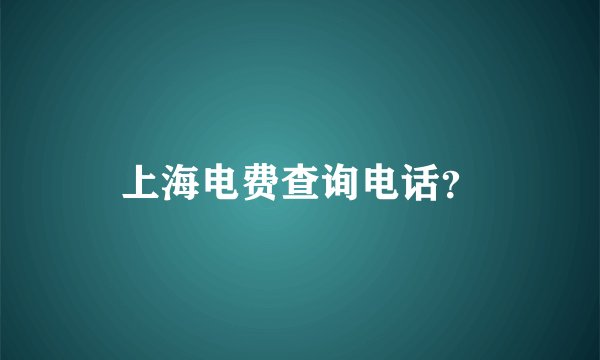 上海电费查询电话？