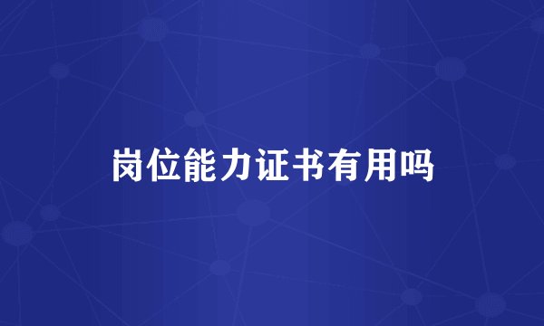 岗位能力证书有用吗