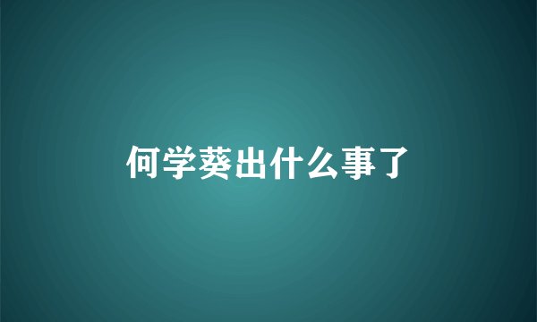 何学葵出什么事了