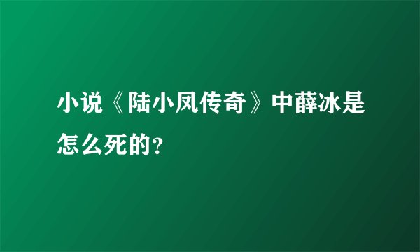 小说《陆小凤传奇》中薛冰是怎么死的？