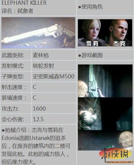 《生化危机6》全武器使用角色一览