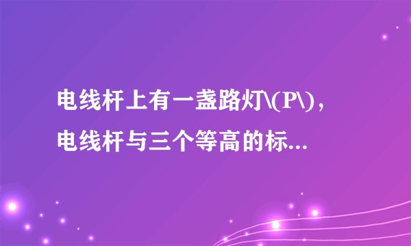 电线杆上有一盏路灯\(P\)，电线杆与三个等高的标杆整齐划一地排列在马路的一侧，\(AB\)、\(CD\)、\(EF\)是三个标杆，相邻的两个标杆之间的距离都是\(2m\)，已知\(AB\)、\(CD\)在灯光下的影长分别为\(BM=1.6m\)，\(DN=0.6m\)   \((1)\)请画出路灯\(P\)的位置和标杆\(EF\)在路灯灯光下的影子； \((2)\)求出标杆\(EF\)的影长．