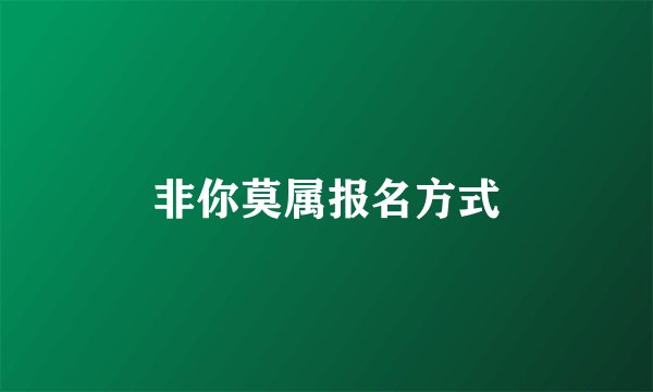 非你莫属报名方式