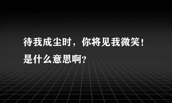 待我成尘时，你将见我微笑！是什么意思啊？