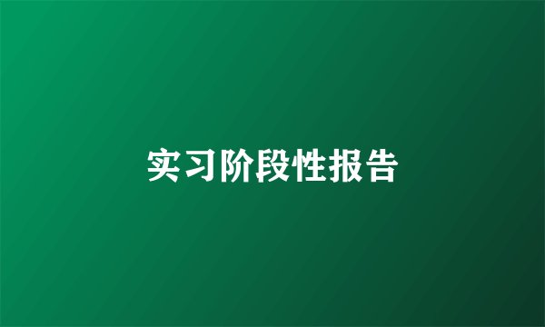 实习阶段性报告