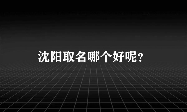 沈阳取名哪个好呢？