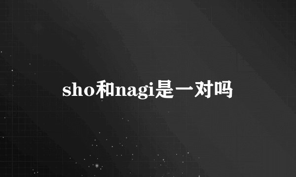 sho和nagi是一对吗