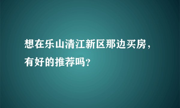 想在乐山清江新区那边买房，有好的推荐吗？