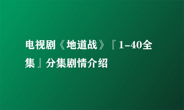 电视剧《地道战》『1-40全集』分集剧情介绍
