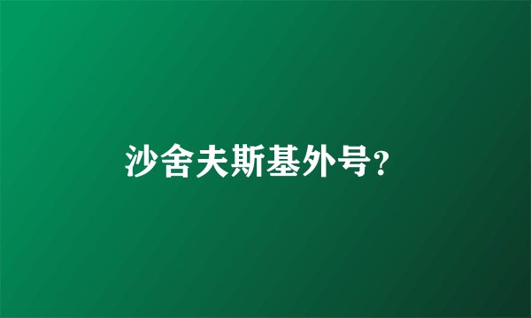 沙舍夫斯基外号？