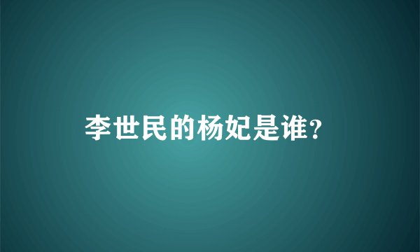 李世民的杨妃是谁？