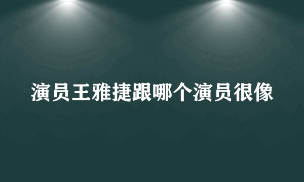 演员王雅捷跟哪个演员很像