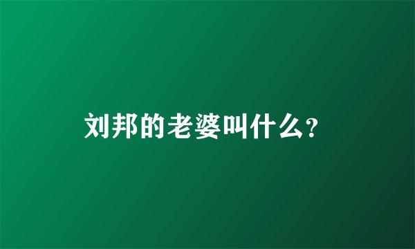 刘邦的老婆叫什么？