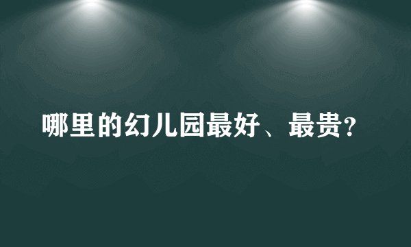 哪里的幻儿园最好、最贵？