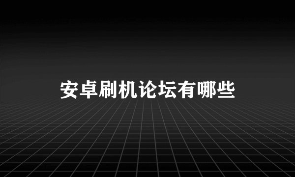 安卓刷机论坛有哪些