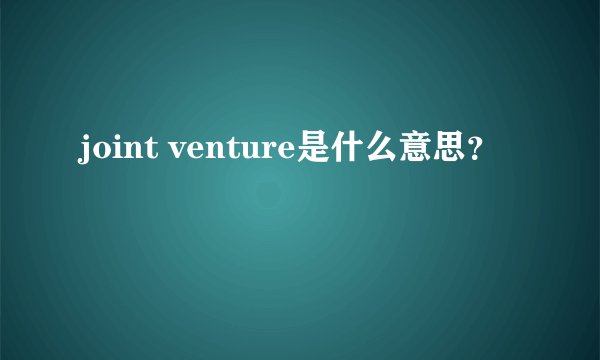 joint venture是什么意思？