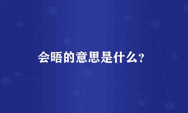 会晤的意思是什么？
