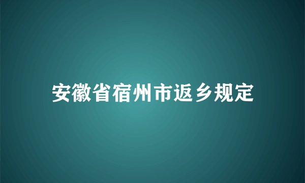 安徽省宿州市返乡规定