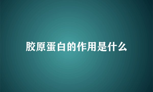 胶原蛋白的作用是什么