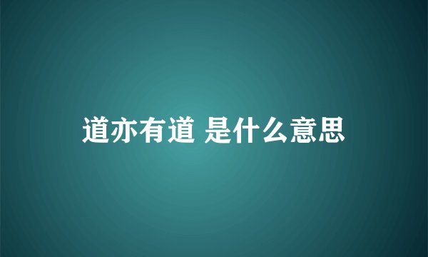 道亦有道 是什么意思