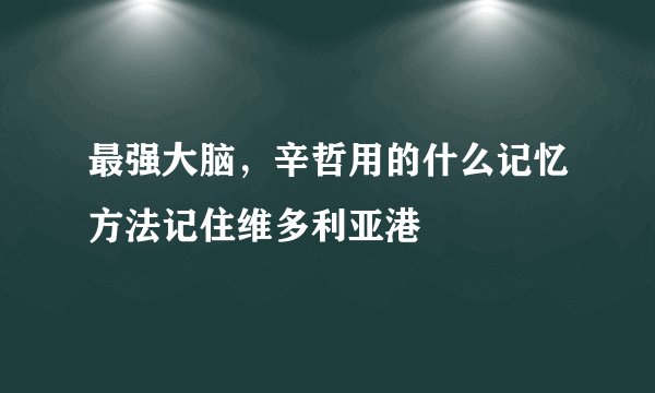 最强大脑，辛哲用的什么记忆方法记住维多利亚港