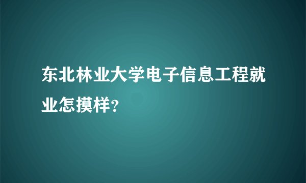 东北林业大学电子信息工程就业怎摸样？