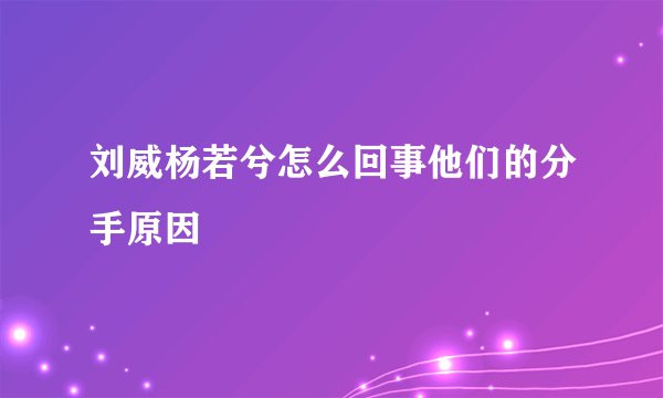 刘威杨若兮怎么回事他们的分手原因