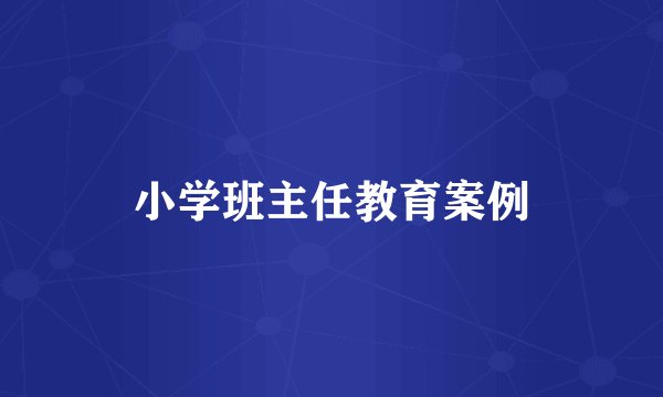 小学班主任教育案例