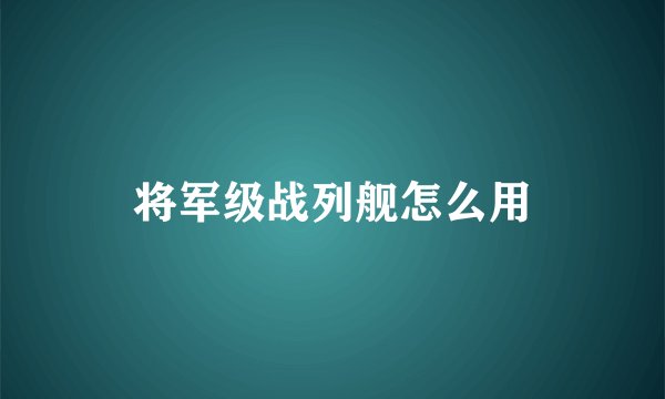 将军级战列舰怎么用