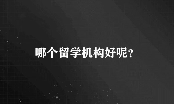 哪个留学机构好呢？